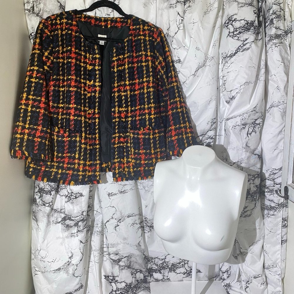 A New Day Large Scale Tweed Patterned Blazer